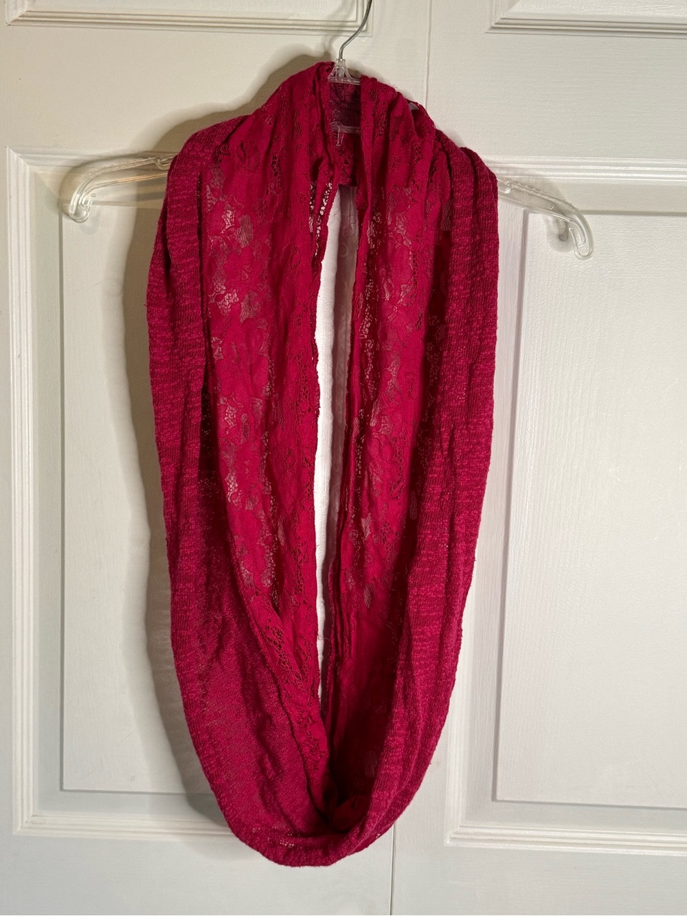 Charlotte Russe Lace-Trim Infinity Scarf - Fuchsia Pink